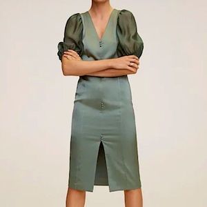 Mango puff sleeve midi dress